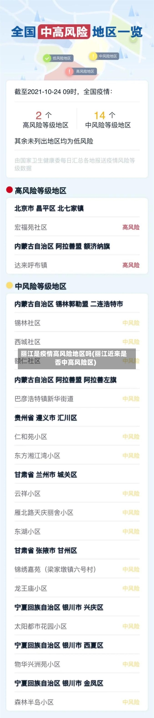 丽江是疫情高风险地区吗(丽江近来是否中高风险区)-第3张图片