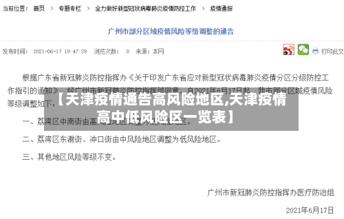 【天津疫情通告高风险地区,天津疫情高中低风险区一览表】