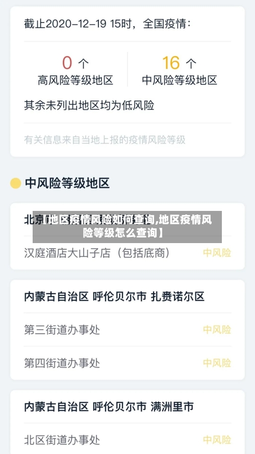 【地区疫情风险如何查询,地区疫情风险等级怎么查询】