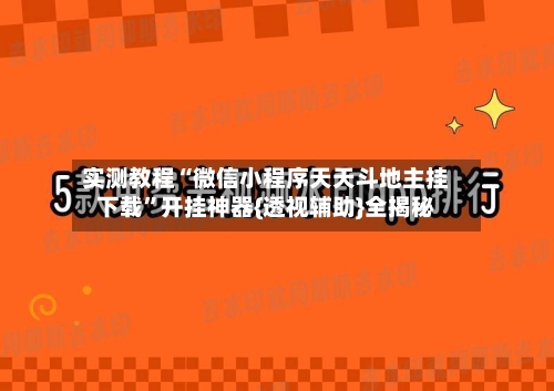 实测教程“微信小程序天天斗地主挂下载”开挂神器{透视辅助}全揭秘-第2张图片