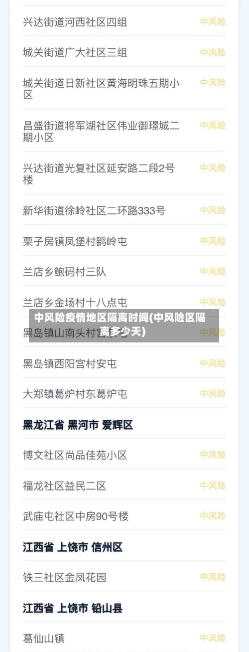 中风险疫情地区隔离时间(中风险区隔离多少天)