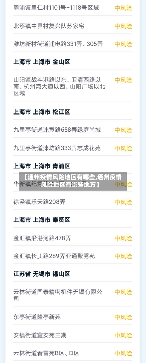 【通州疫情风险地区有哪些,通州疫情风险地区有哪些地方】